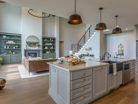 Nicely painted open concept interior room